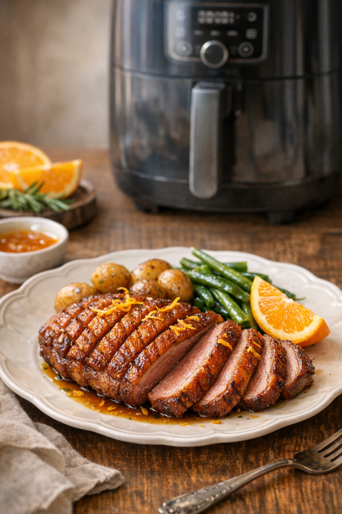 Air Fryer Duck Breast with Orange Zest and Honey