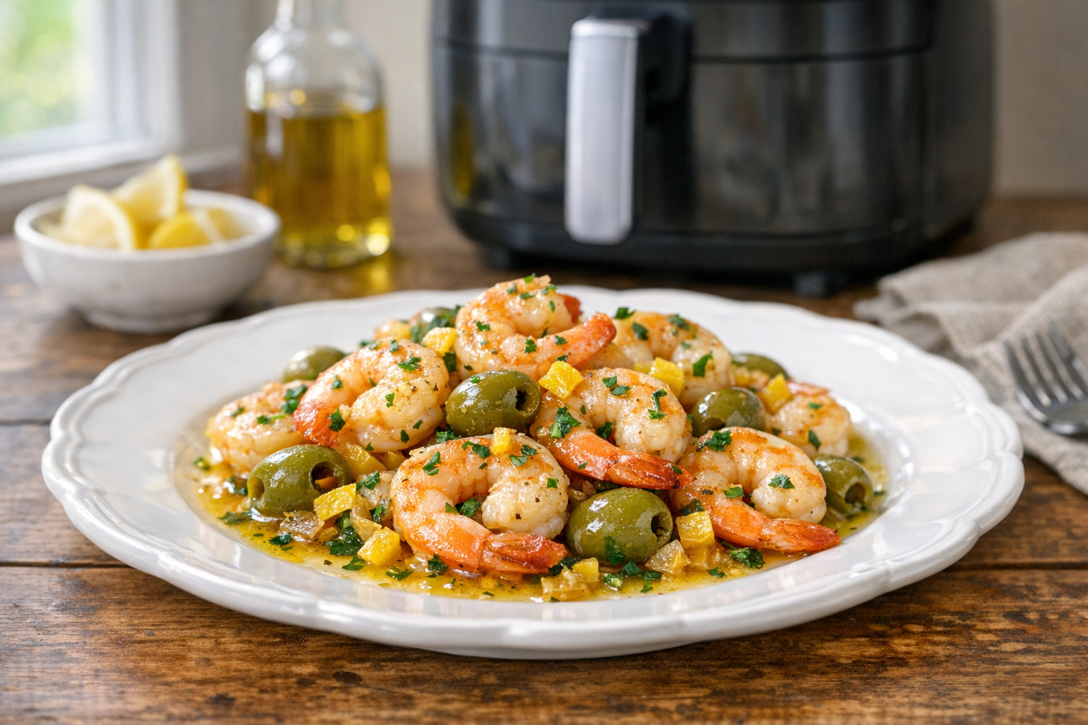 Air Fryer Shrimp with Preserved Lemon & Olives