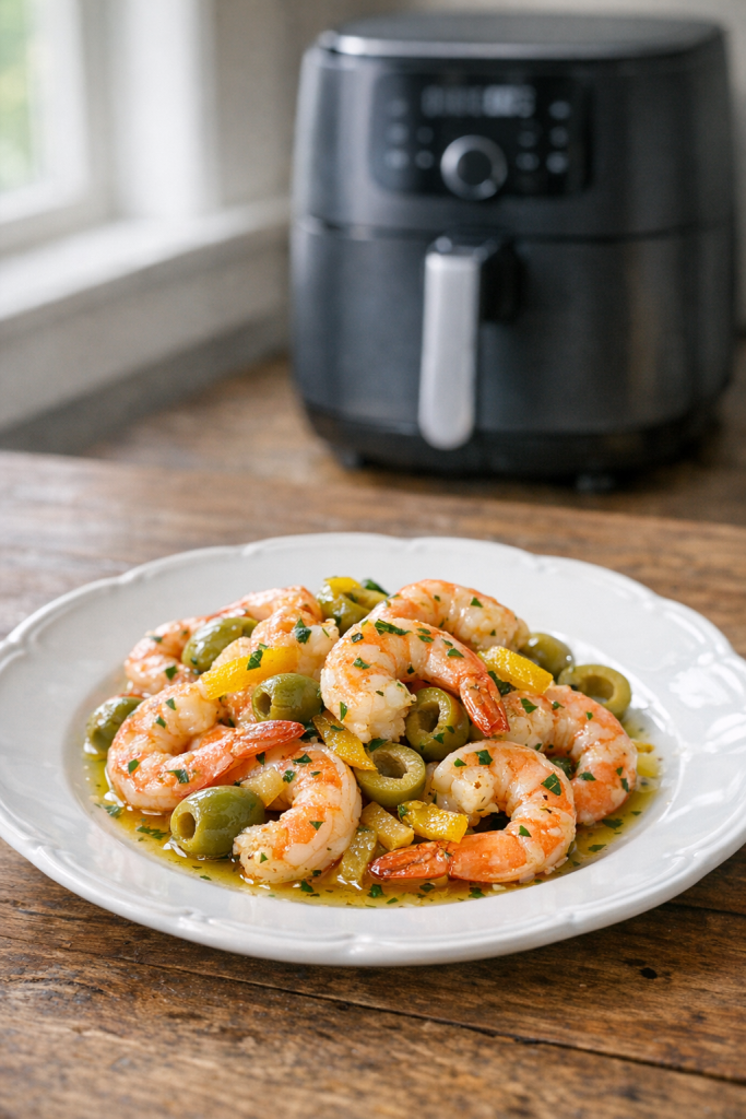 Air Fryer Shrimp with Preserved Lemon and Green Olives