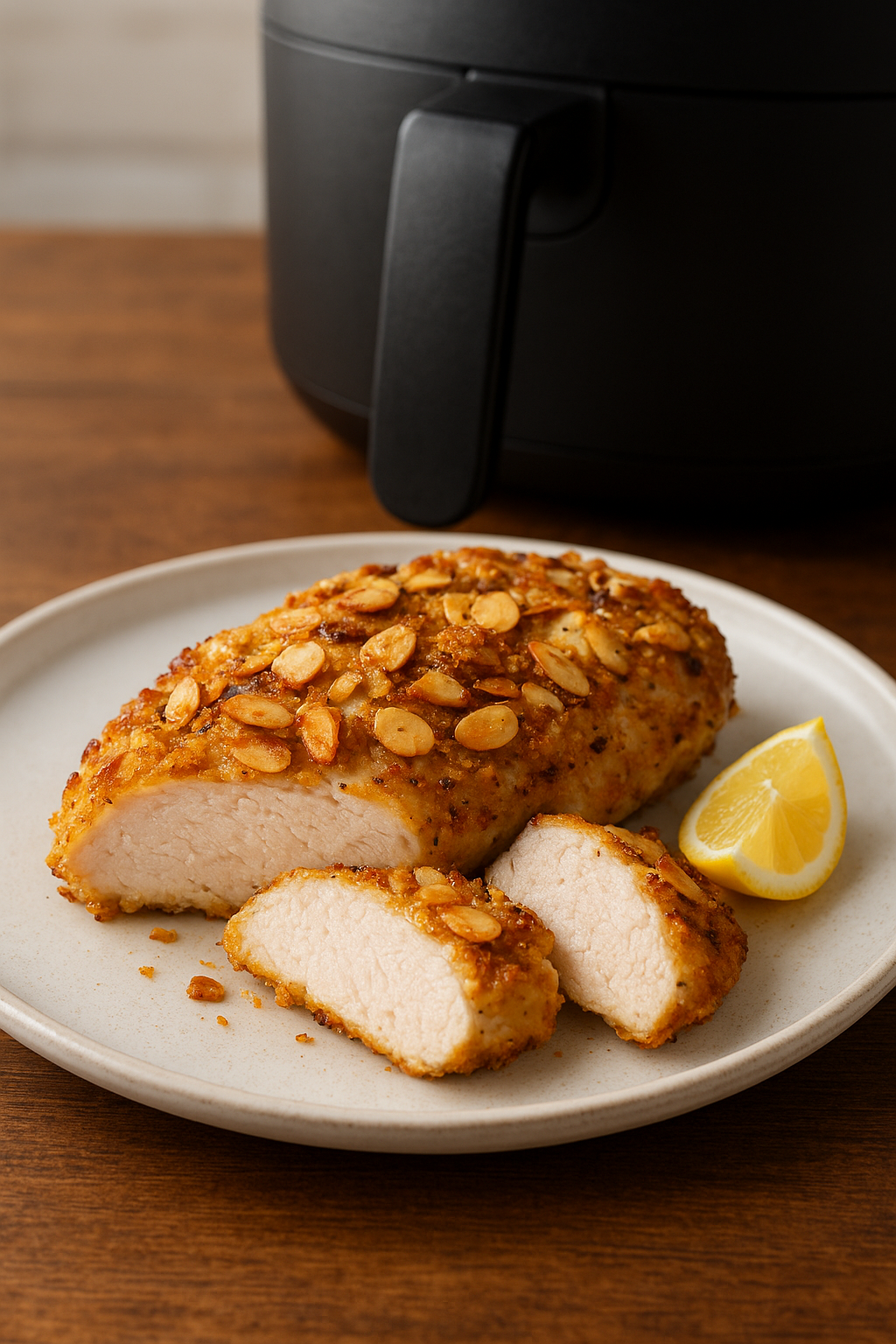 Air Fryer Chicken Breast with Lemon Almond Crust