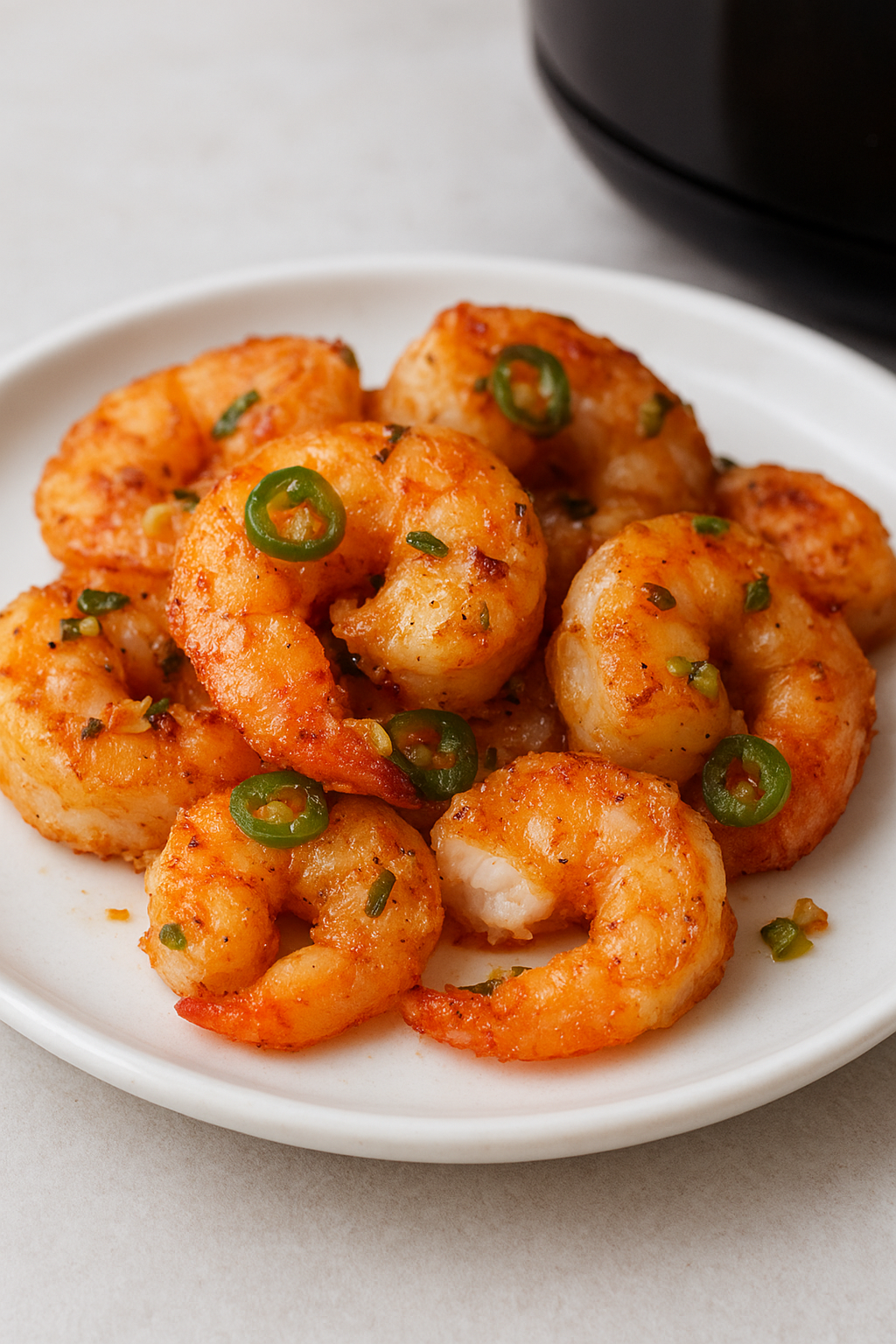 Air Fryer Shrimp with Green Chili and Garlic