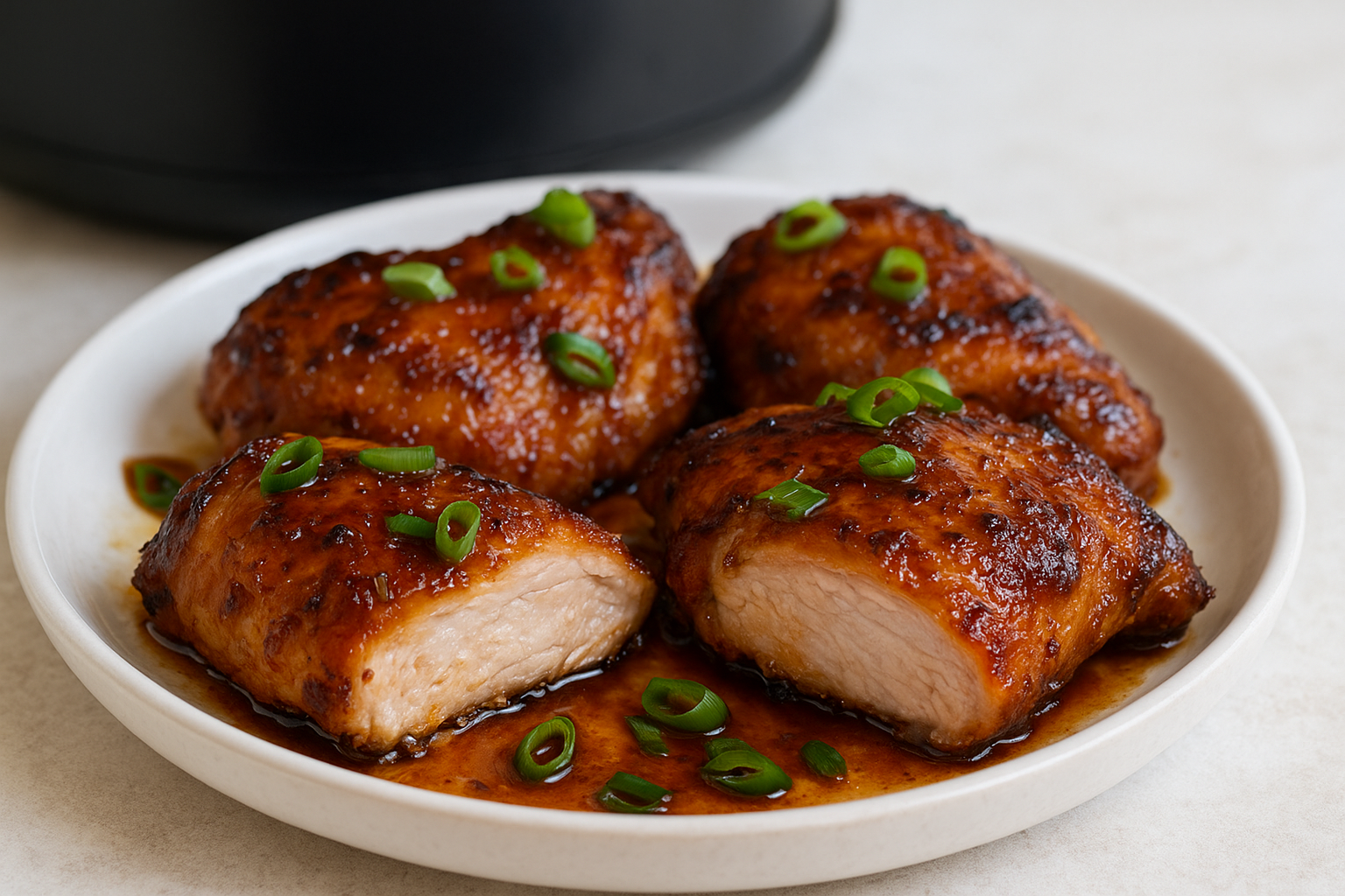 Air Fryer Soy Ginger Chicken Thighs with Scallions