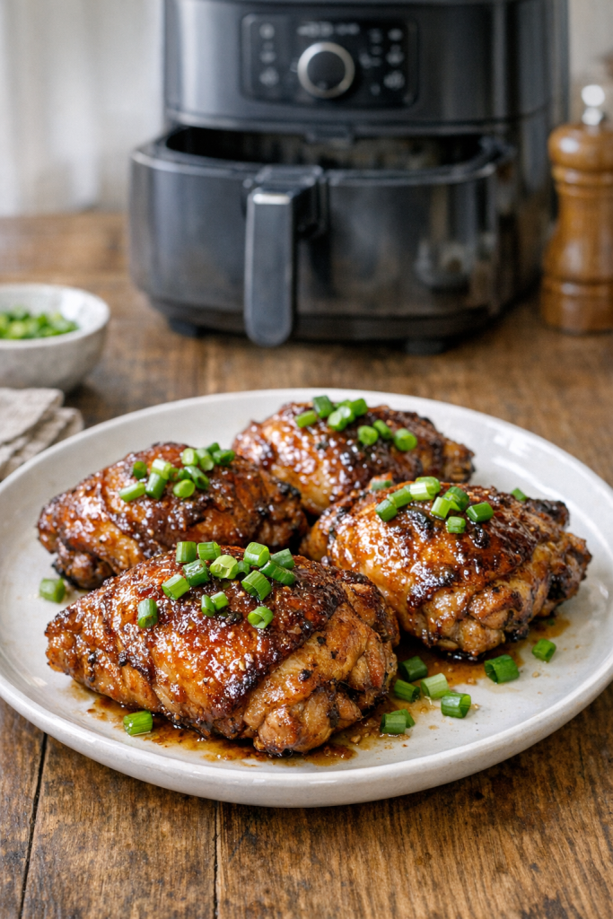Air Fryer Chicken Thighs with Soy Ginger Marinade and Scallions