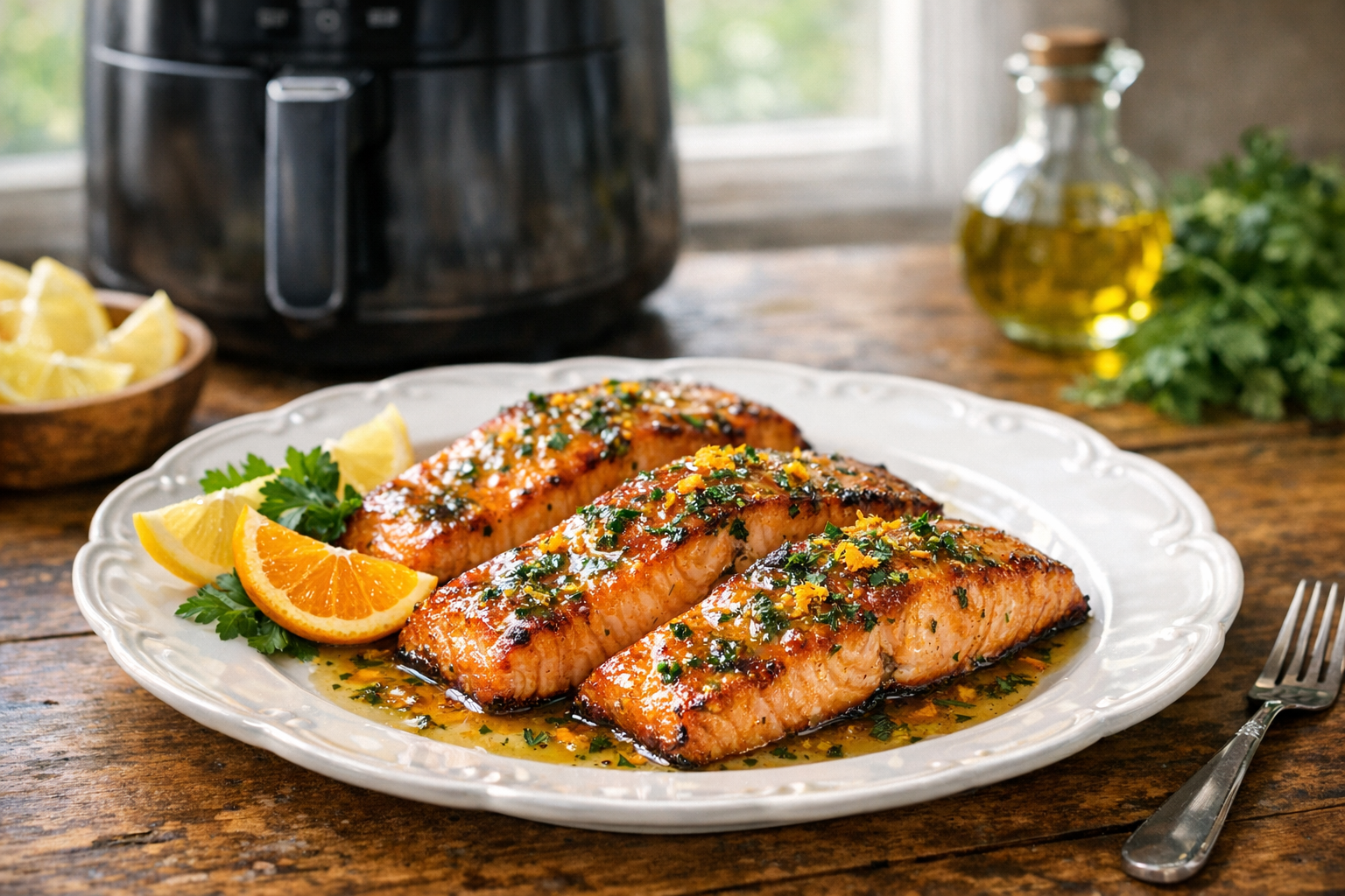 Air Fryer Salmon with Citrus Herb Glaze Recipe