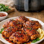 Air Fryer Chicken Thighs with Harissa Honey Glaze