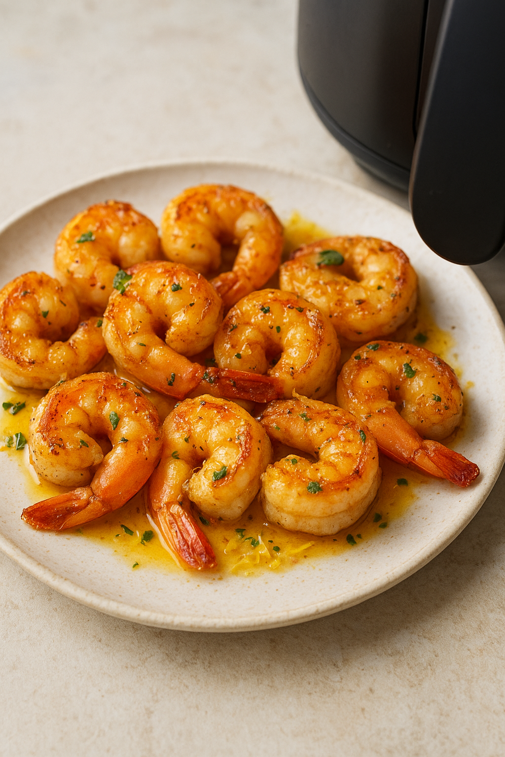 Air Fryer Shrimp with Saffron Garlic Butter