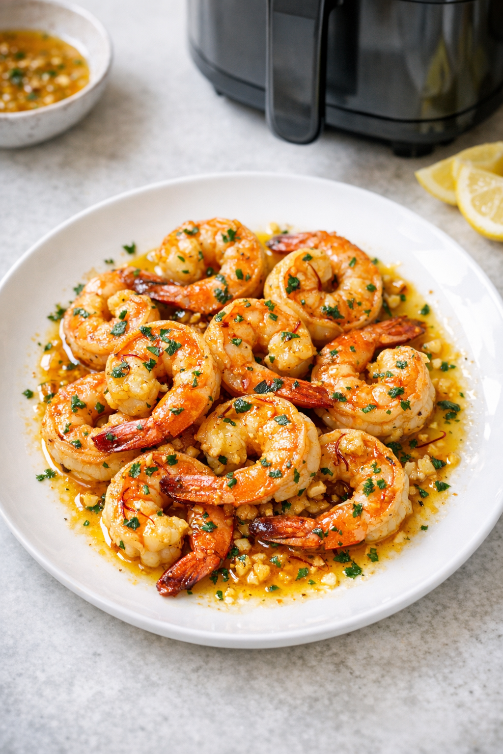 Air Fryer Shrimp with Saffron Garlic Butter
