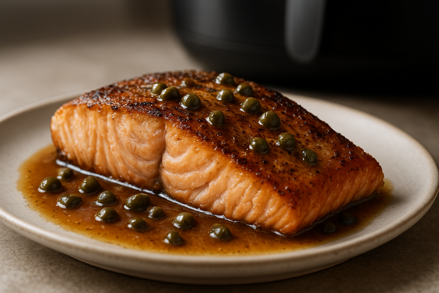 Air Fryer Salmon with Brown Butter and Capers