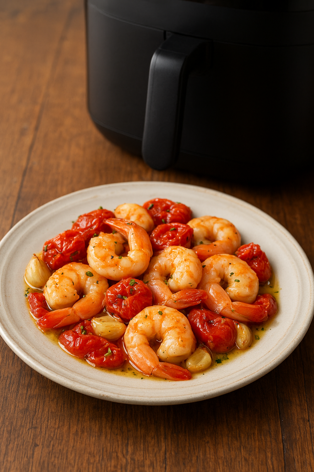 Air Fryer Shrimp with Tomato Garlic Confit