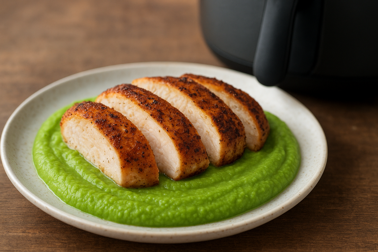 Air Fryer Chicken Breast with Spring Pea Puree