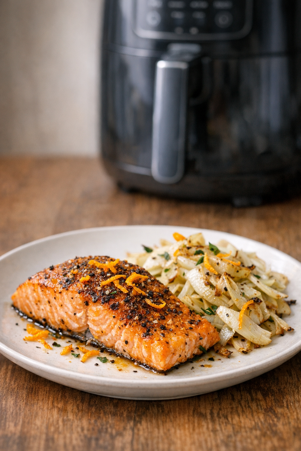 Air Fryer Salmon with Fennel and Orange Zest