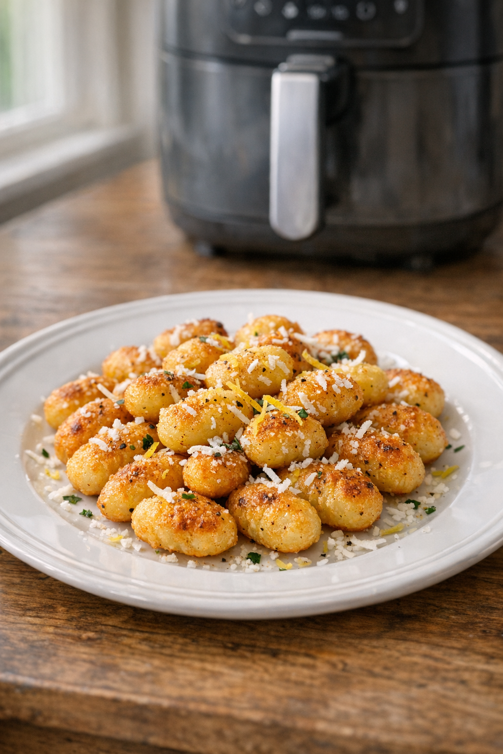 Air Fryer Crispy Gnocchi with Lemon & Pecorino