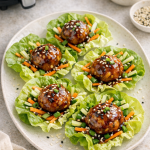 Air Fryer Chicken Meatball Lettuce Cups with Hoisin