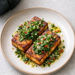 Air Fryer Crispy Tofu Steaks with Chimichurri