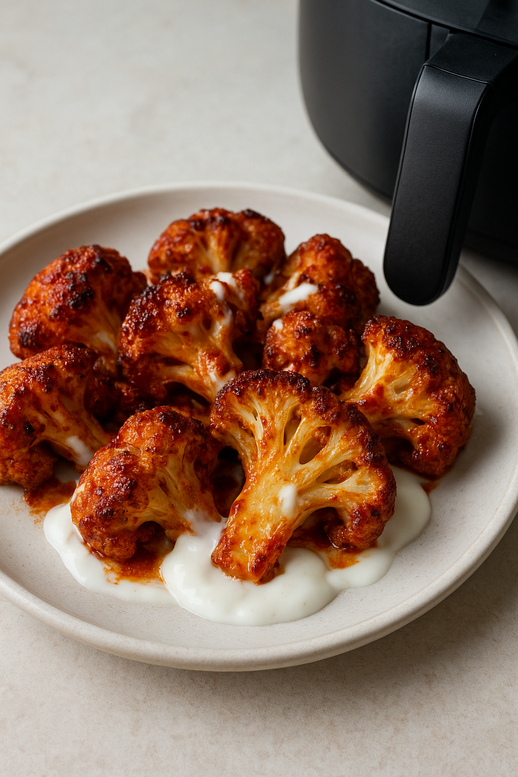 Air Fryer Harissa Cauliflower with Yogurt Drizzle