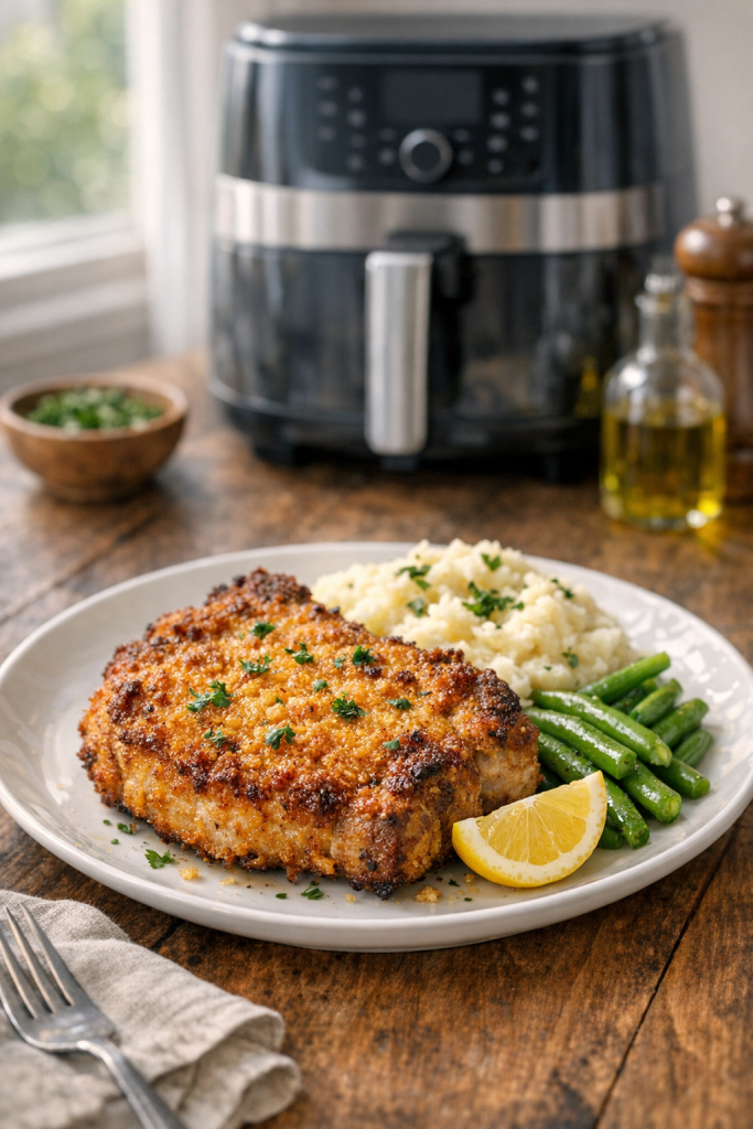 Air Fryer Crispy Pork Chops with Parmesan Crust
