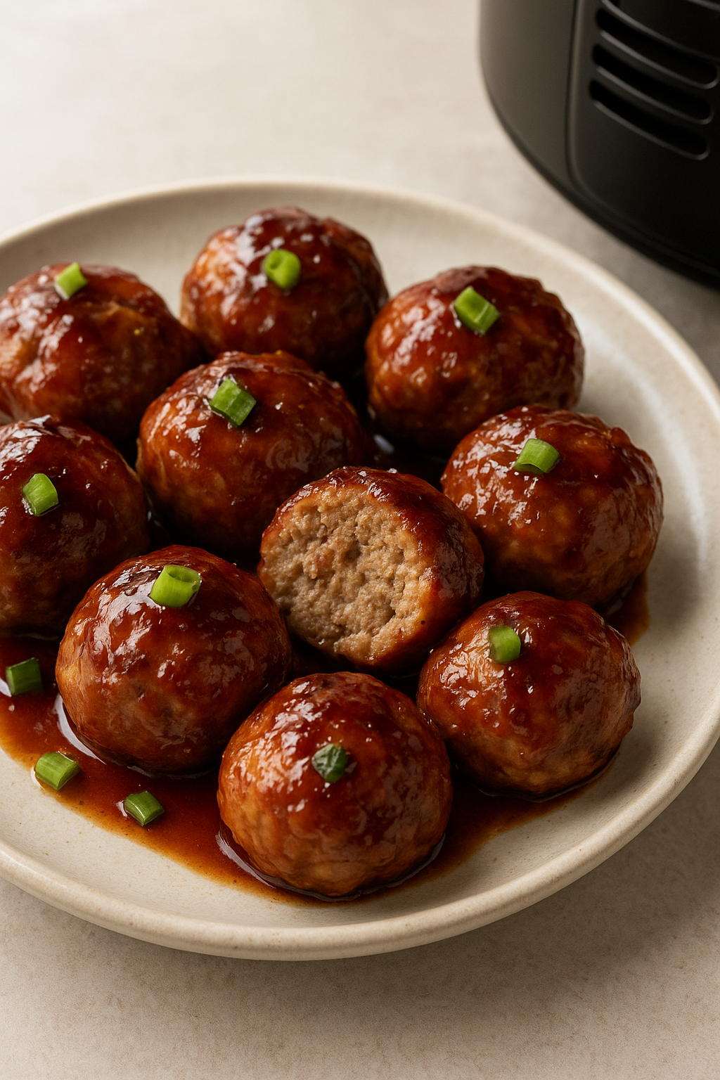 Air Fryer Ginger Soy Glazed Turkey Meatballs