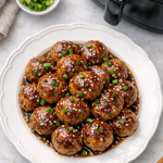 Air Fryer Ginger Soy Glazed Turkey Meatballs