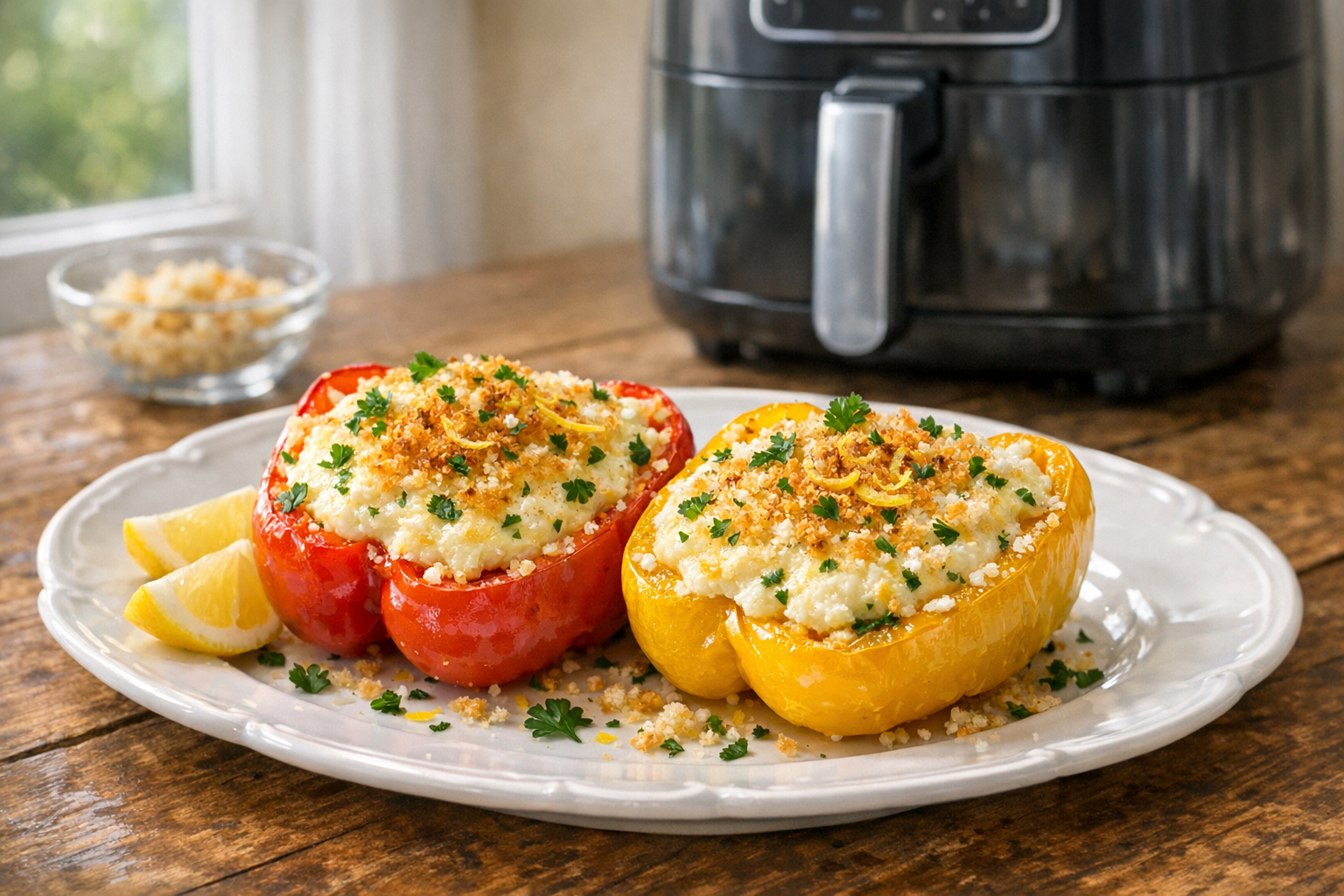 Air Fryer Lemon Ricotta Stuffed Peppers