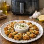 Air Fryer Crispy Artichoke Hearts with Garlic Dip