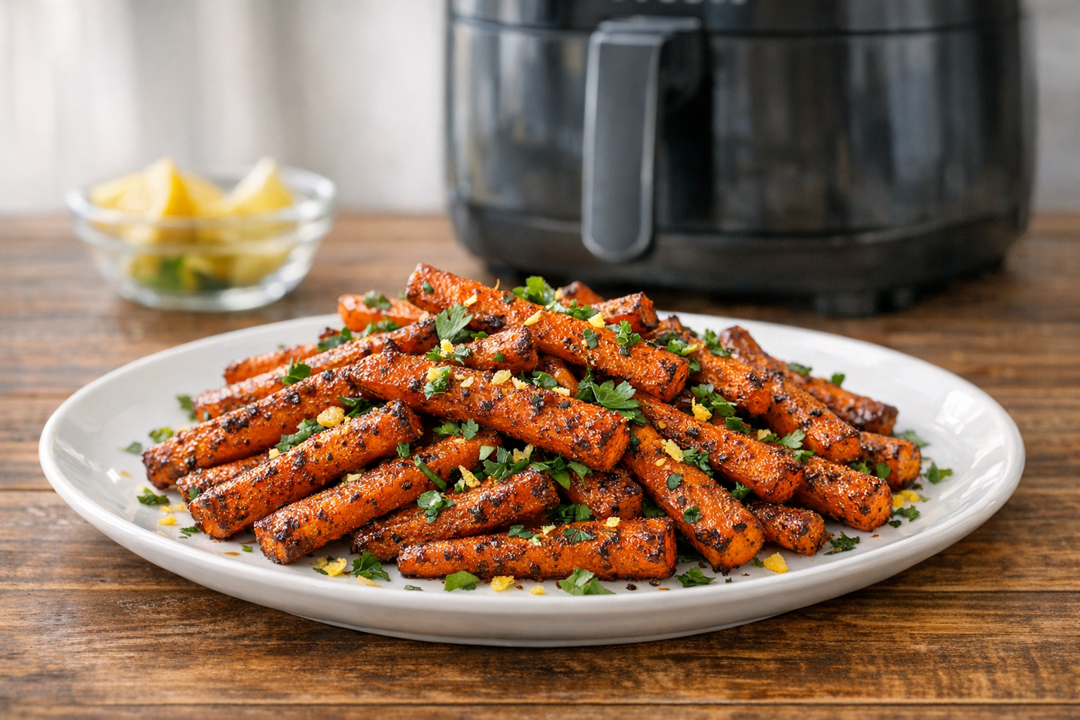 Air Fryer Moroccan Spiced Carrots with Fresh Herbs