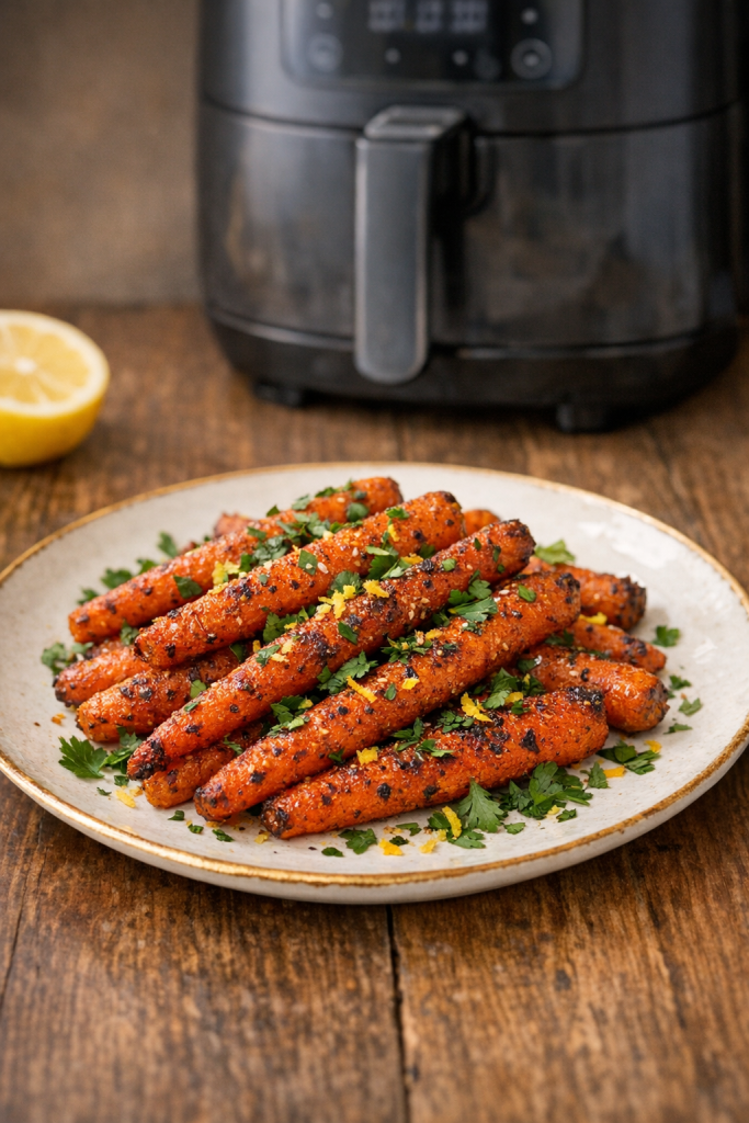 Air Fryer Moroccan Spiced Carrots with Fresh Herbs