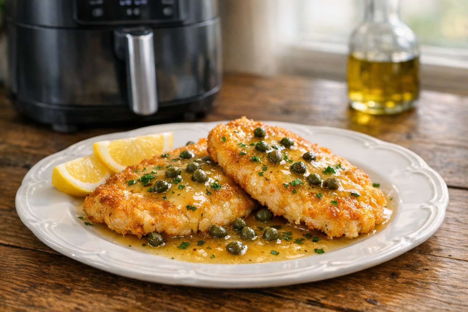 Air Fryer Chicken Piccata with Lemon and Capers