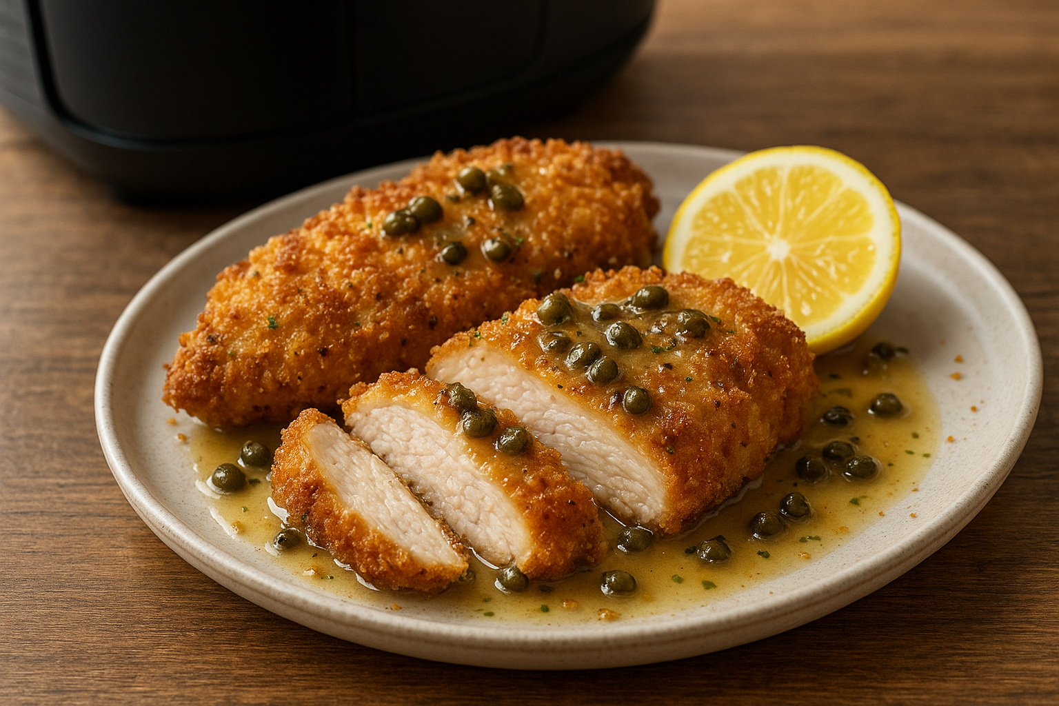 Air Fryer Chicken Piccata with Lemon and Capers