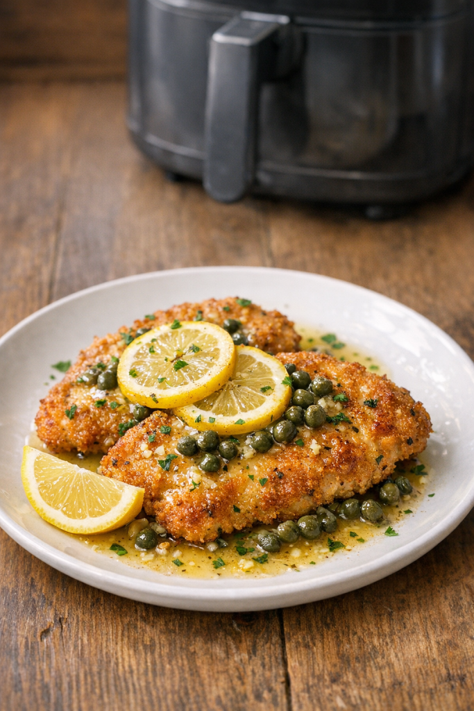 Air Fryer Chicken Piccata Style with Lemon and Capers