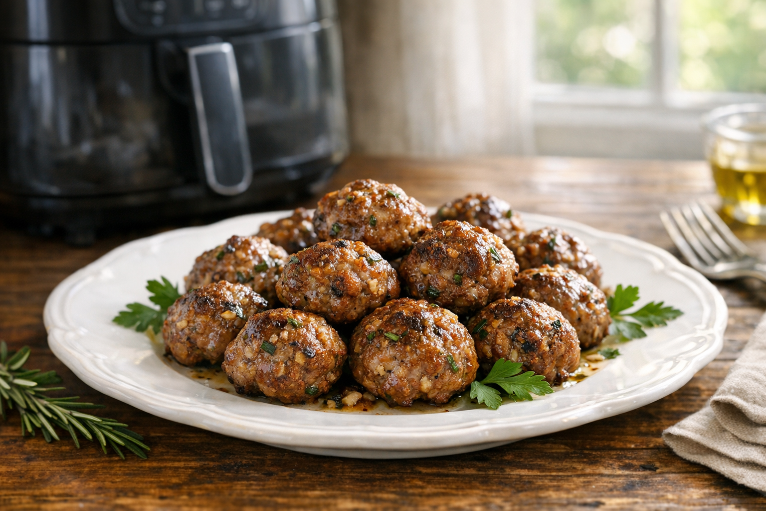 Air Fryer Rosemary Garlic Lamb Meatballs Recipe