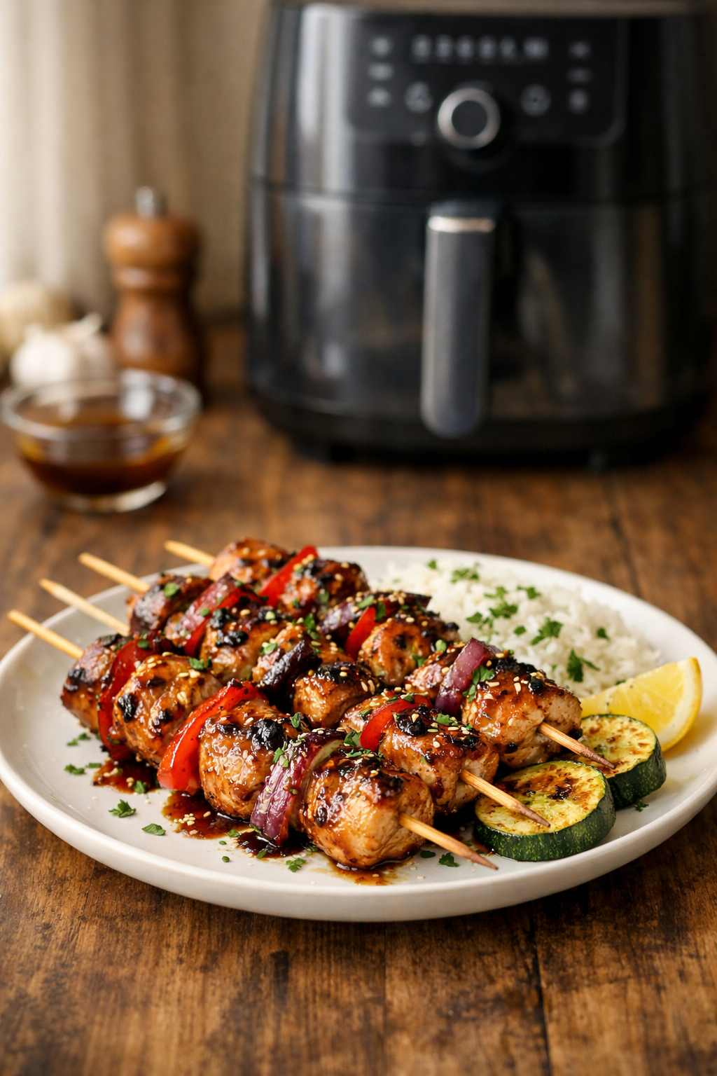 Air Fryer Honey Balsamic Chicken Skewers Recipe