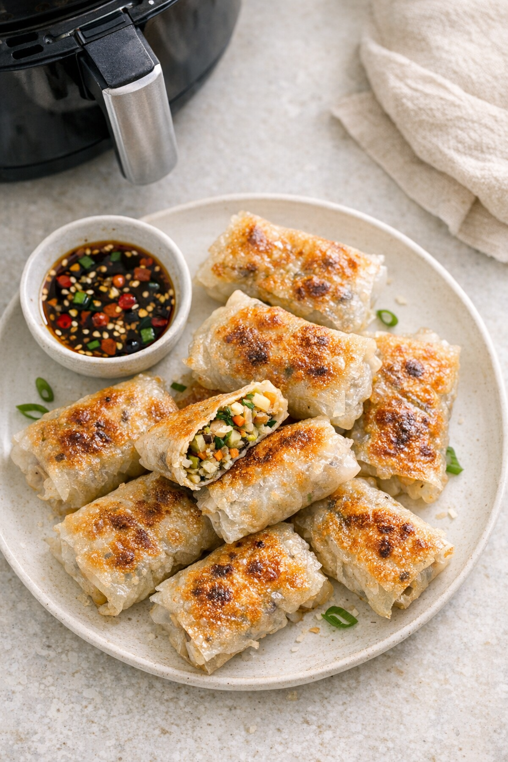 Air Fryer Crispy Rice Paper Dumplings (Veggie)