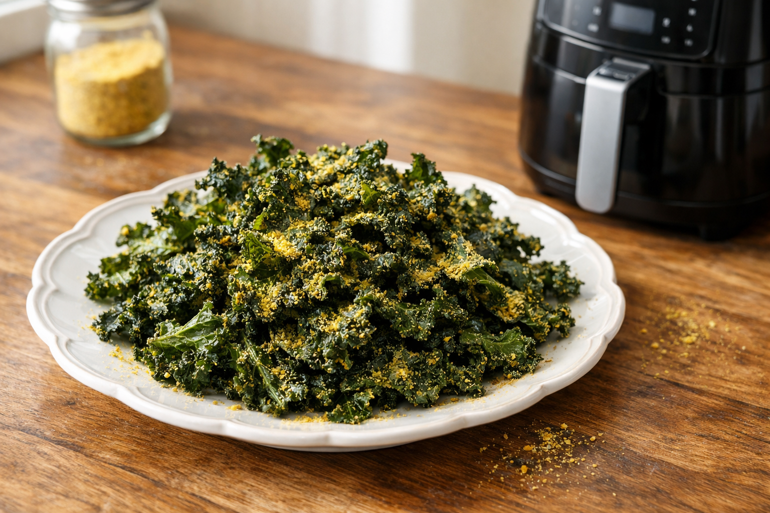 Air Fryer Kale Chips with Nutritional Yeast