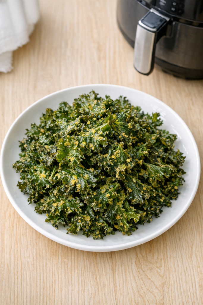 Air Fryer Crispy Kale Chips with Nutritional Yeast