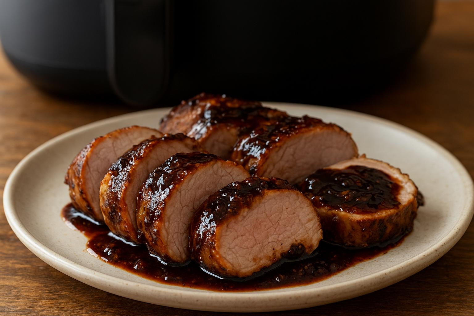 Air Fryer Pork Tenderloin with Fig Balsamic Reduction