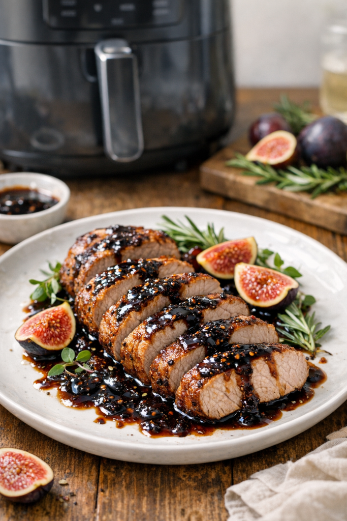 Air Fryer Pork Tenderloin with Fig Balsamic Reduction