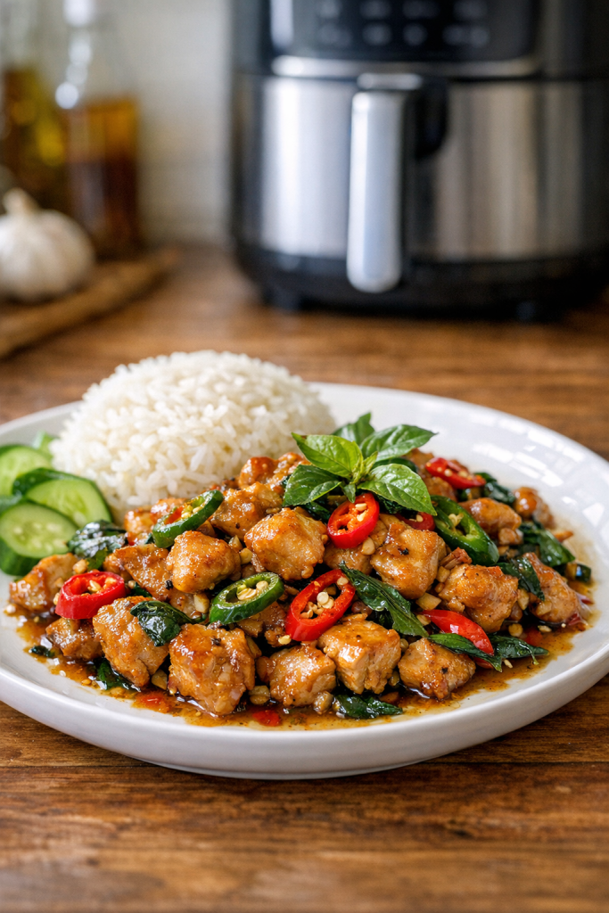 Air Fryer Thai Basil Chicken with Chili