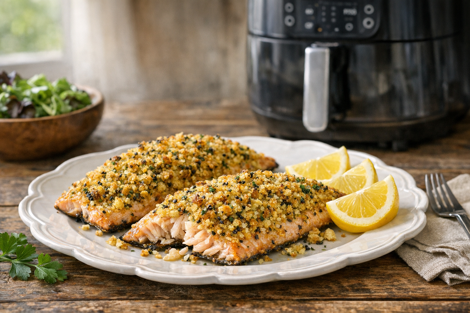 Air Fryer Mustard Herb Crusted Trout Recipe