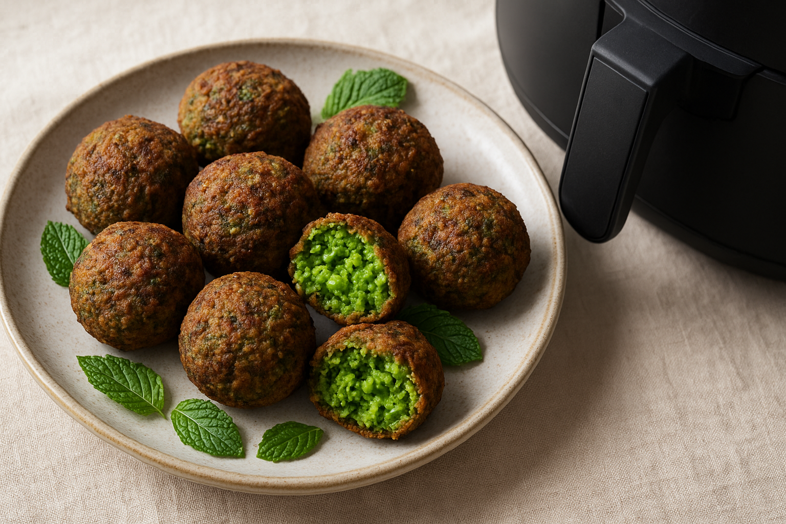 Air Fryer Spring Pea & Mint Falafel (Crispy)