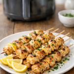 Air Fryer Garlic Lemon Chicken Skewers