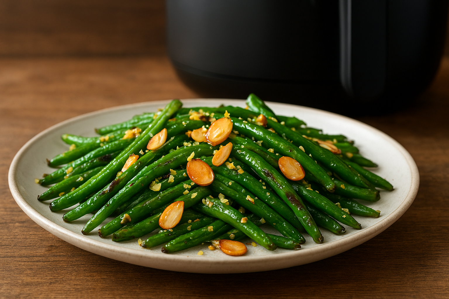 Air Fryer Lemon Garlic Green Beans Almondine