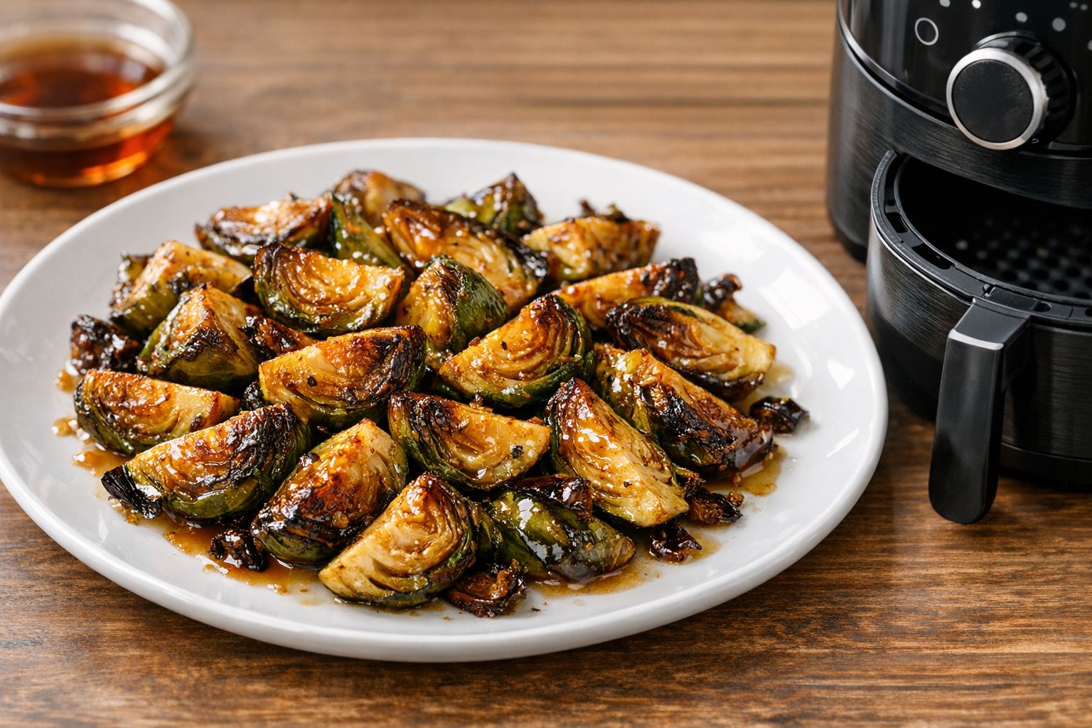 Air Fryer Maple Glazed Brussels Sprout Wedges