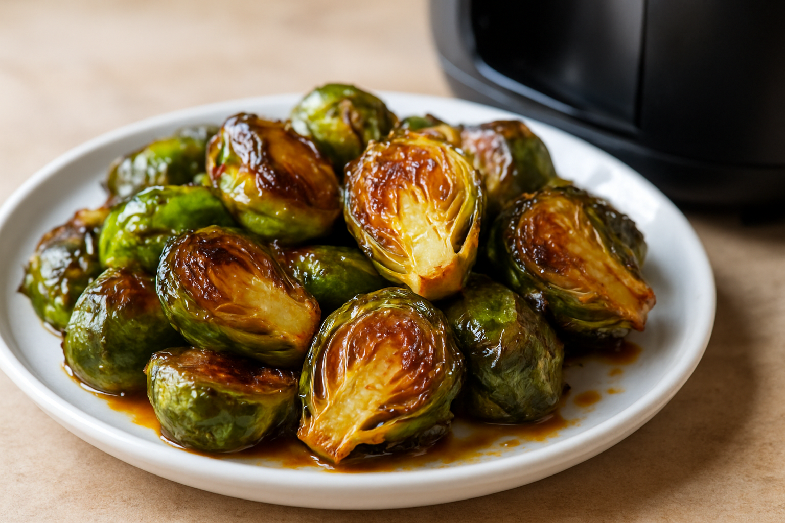 Air Fryer Maple Glazed Brussels Sprout Wedges