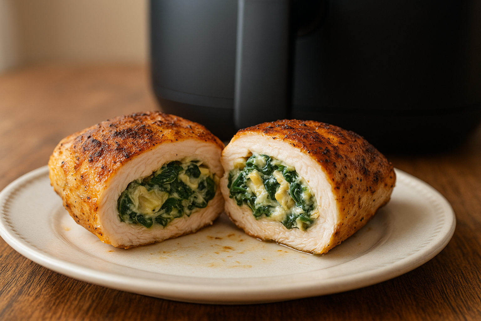 Air Fryer Spinach Artichoke Stuffed Chicken