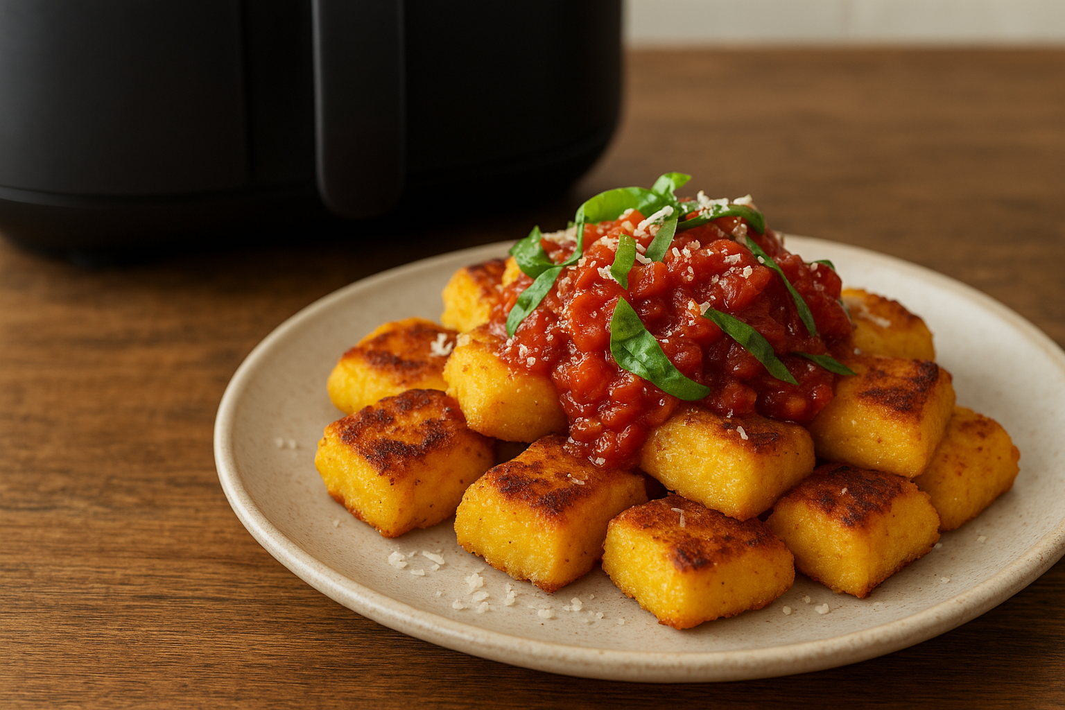 Air Fryer Polenta Gnocchi with Tomato Relish