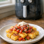 Air Fryer Polenta Gnocchi with Crispy Edges and Tomato Relish