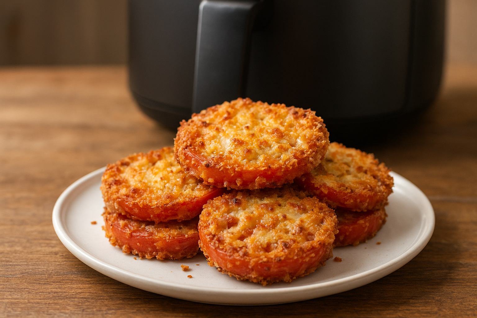 Air Fryer Crispy Parmesan Tomato Slices