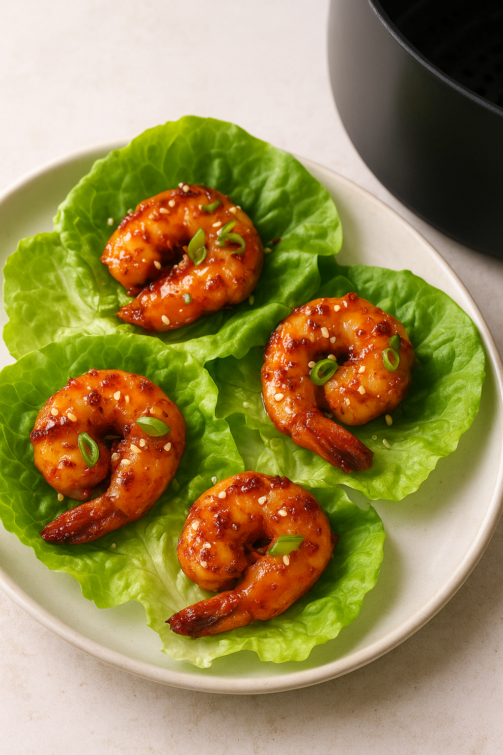 Air Fryer Garlic Chili Shrimp Lettuce Wraps