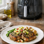 Air Fryer Herb Crusted Pork Chops with Apple Relish