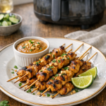 Air Fryer Chicken Satay with Peanut Lime Sauce